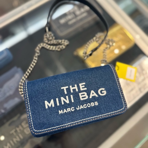 NWT! NEW! Marc Jacobs The Denim Chain Mini Bag -Dark Wash - Picture 1 of 14